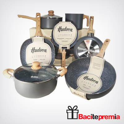 Batería Cocina Hudson Cerámica Antiadherente Granito 9 Pz